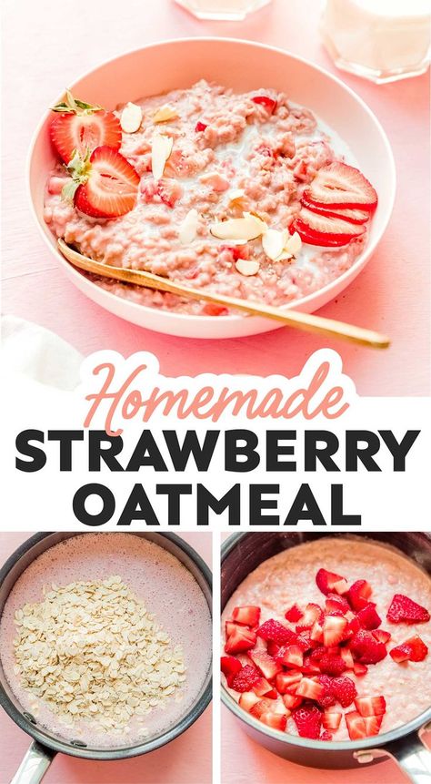 Healthy Oatmeal Recipes, Strawberry Oatmeal, Healthy Food Habits, Healthy Food Menu, Diet Smoothie Recipes, Healthy Strawberry, Healthy Food Facts, Oatmeal Recipe, Cheap Healthy Meals