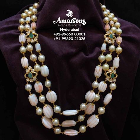 Coral Necklace Indian, Beads Jewelry Indian, Beads Jewelry Indian Gold, Pearl And Coral Necklace, Amarsons Jewellery, Diamond Polki Jewellery, Antique Gold Pendant, Ruby Jewelry Necklaces, Simple Beaded Necklaces