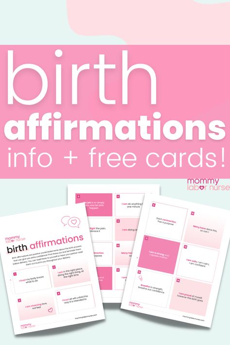 Learn all about the benefits of birth affirmations and how to use them! You’ll also find a list of some of my favorite birth affirmations plus free printable birth affirmation cards for your big day! Birth Affirmation Cards, Free Birth, Stages Of Labor, Labor Nurse, Birth Affirmations, Focus Your Mind, I Can Do Anything, Free Cards, Mental Strength