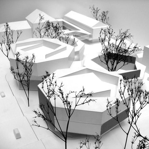 Mansilla + Tuñón Arquitectos, vi.vo.architektur.landschaft · Kunsthaus De Zurich · Divisare Hexagonal Architecture, Floating Structure, Maquette Architecture, Urban Design Concept, Concept Models Architecture, Pavilion Design, Architectural Model, Arch Model, Architecture Design Sketch