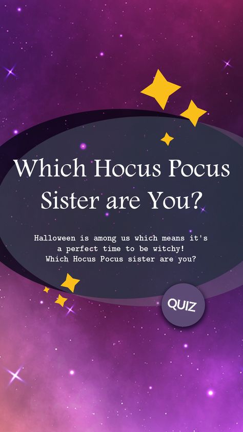 Halloween is among us which means it's a perfect time to be witchy! Which Hocus Pocus sister are you? Hocus Pocus 2 Aesthetic, Cute Hocus Pocus Wallpaper, Hocus Pocus Sisters, Hocus Pocus Characters, Fun Personality Quizzes, Hocus Pocus Witches, Hocus Pocus 2, Which Witch, Sanderson Sisters