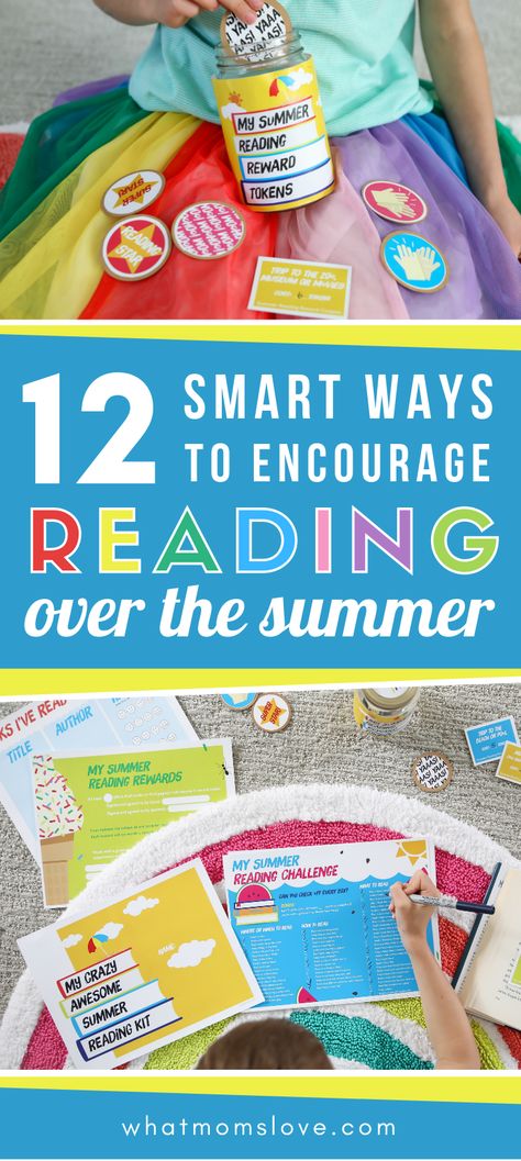 How to get your kids to read over the summer - genius tips and ideas to make reading fun for your children. Plus a Free Printable Summer Reading Kit that includes a goals page, Summer Reading Challenge chart, activities (book report, make your own book cover and color in bookmarks), reading log, rewards and incentive tokens/coupons   more! Raise a reader and hook your children with a good book when school's out. #summerreading #kidlit Summer Reading Activities, Make Your Own Book, Reading Rewards, Make Reading Fun, Reading Incentives, Homeschool Fun, Montessori Language, Summer Book Club, Summer Reading Challenge