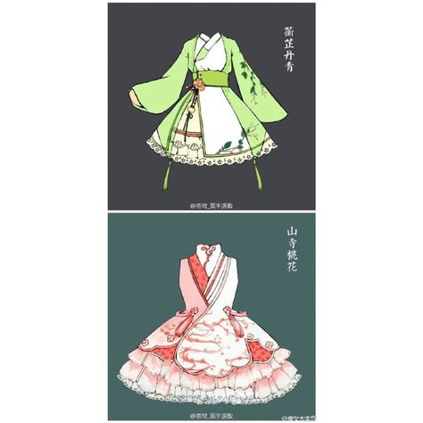 Lolita Dress ❤ liked on Polyvore featuring dresses, pin dress, green dress and green color dress Clothing Sketches, Drawing Anime Clothes, Dress Drawing, Anime Dress, Fashion Design Drawings, Fashion Design Sketches, Drawing Clothes, Kimono Dress, How To Draw Hair