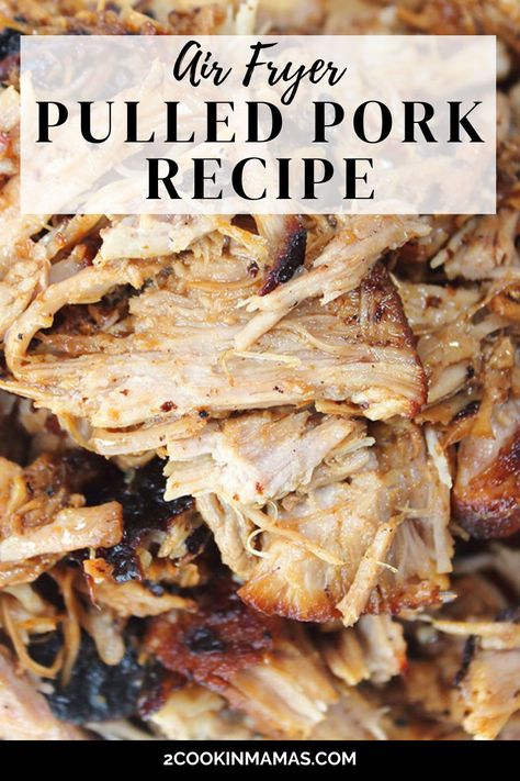 Get ready to drool! Our air fryer pulled pork recipe takes minimal effort and offers maximum flavor. Easy to make, easy to cleanup, and perfect for piling onto nachos, tacos, sandwiches, salads, or even pizza! #easypulledporkinairfryer Pulled Pork Air Fryer Recipe, Pulled Pork Air Fryer, Best Pulled Pork Recipe, Crispy Taco Shells, Bbq Pork Sandwiches, Easy Pulled Pork, Crispy Tacos, Paprika Pork, Pork Sandwich