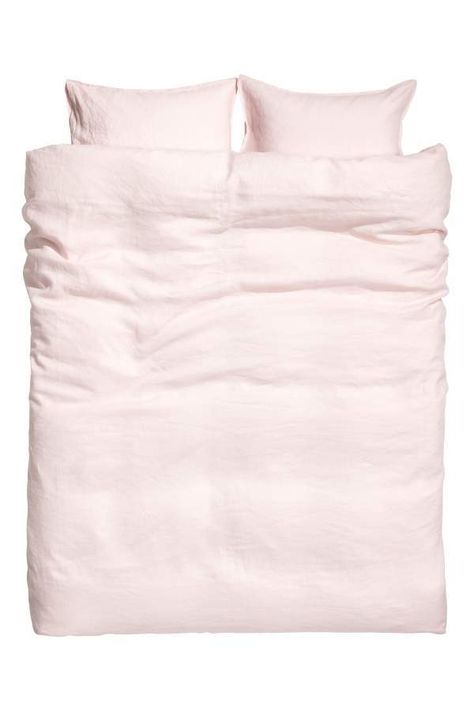 H&M Washed Linen Duvet Cover Set Pretty Duvet Covers, Washed Linen Duvet Cover, Linen Bedding Natural, Pink Duvet Cover, King Duvet Cover Sets, Linen Duvet Cover, Double Duvet, Bed Linens Luxury, Linen Duvet Covers