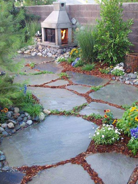 Yard Crashers, Stone Patio, Stone Walkway, Garden Walkway, Stone Path, Backyard Fire, Charming Garden, Fire Pit Backyard, Hereford