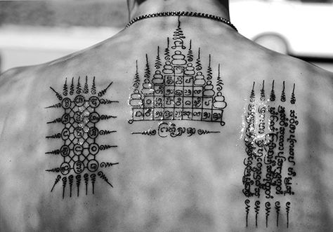 30 Peaceful Buddhist Tattoos | CreativeFan Thai Tattoos, Muay Thai Tattoo, Yantra Tattoo, Tattoo Guide, Protection Tattoo, Mantra Tattoo, Buddhist Tattoo, Thailand Tattoo, Occult Tattoo