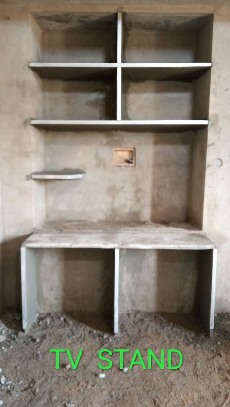 Almirah Designs For Bedroom, Almirah Designs, Tv Unit, Building Design, Tv Stand, Cement, Bedroom Design, Tile, Shelves