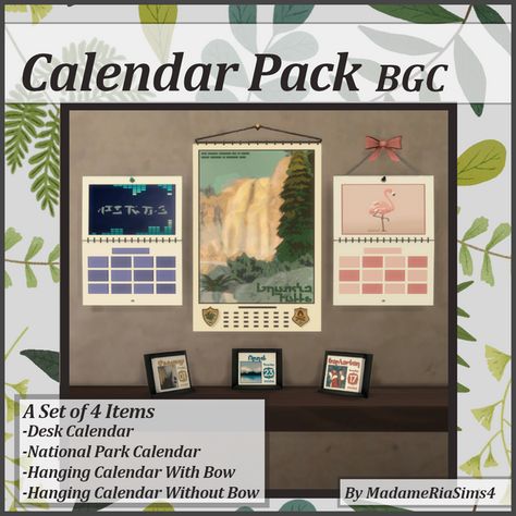 Calendar Pack BGC | MadameRia on Patreon Sims 4 Clutter Cc, Los Sims 4 Mods, Cc Packs, Cc Furniture, Sims 4 Bedroom, Sims 4 Clutter, The Sims 4 Packs, Sims 4 Mm Cc, Sims 4 Cc Folder