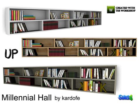 Bookstore with DM shelves, with many books and support sets to put what you want too, in three color options, this is hung in the highest part of the wall Found in TSR Category 'Sims 4 Bookshelves' Sims 4 Cc Bookshelves, Bookshelves Sims 4 Cc, Sims 4 Salon Cc, Sims 4 Bookshelf, Low Bookshelves, Sims Furniture, Etagere Cube, Sims Medieval, Die Sims 4