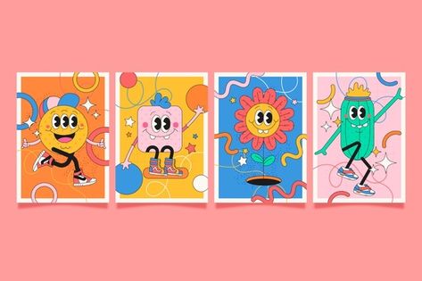 Retro Design Poster, 카드 디자인, Cartoon Posters, Cartoon Logo, Cartoon Background, Cute Cartoon Animals, Retro Illustration, Cartoon Character Design, Vector Hand