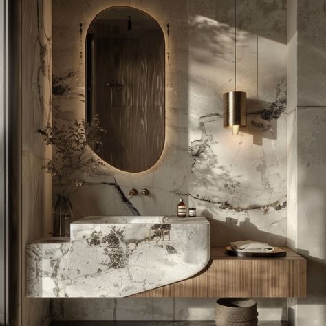 Mastering Design: The Art of Symmetry and Asymmetrical Balance — Abbeyfeale Interiors Bedroom Ideas With Lights, Elegant Dress Designs, Lights Bedroom Ideas, Modern Powder Room Design, Contemporary Bathroom Inspiration, Half Bathroom Design, Powder Room Design Ideas, Asymmetrical Balance, Modern Bathroom Design Ideas