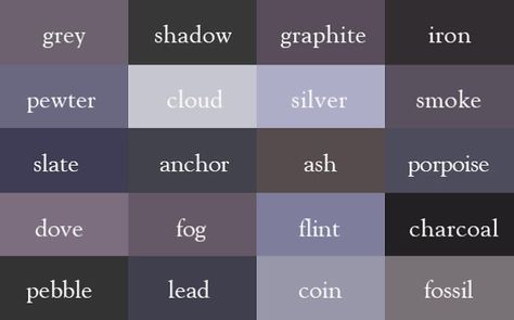 When you can't think of that one color - Album on Imgur Color Thesaurus, Books And Tea, Colour Board, Color Pallets, Color Theory, Writing Inspiration, Shades Of Grey, Color Shades, Color Names