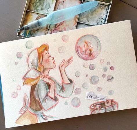 Cinderella Cleaning, Disney Paintings, Cinderella Disney, Disney Art Drawings, Cute Paintings, Pinturas Disney, Arte Sketchbook, Arte Inspo, Dessin Adorable