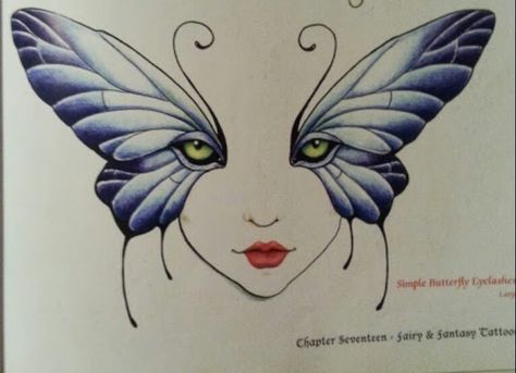 Butterfly Face Drawing, Butterfly Eyelashes, Baby Elephant Tattoo, Eyelashes Drawing, Butterfly Headpiece, Butterfly Face, Simple Butterfly, Elephant Tattoo, Sketchbook Ideas