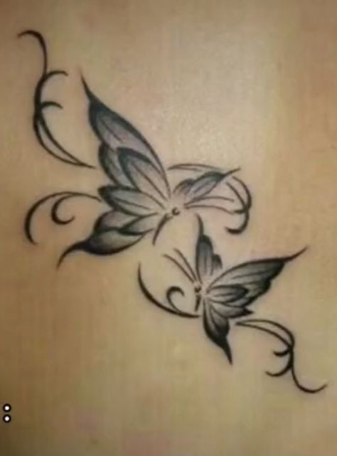 Butterfly Tramp Stamp Aesthetic, Behind Ear Tattoo Ideas, Pretty Tramp Stamp Tattoos, Butterfly Tattoo Design, Anklet Tattoos, Foot Tattoos For Women, Tattoos For Women Flowers, Initial Tattoo, Butterfly Tattoo Designs