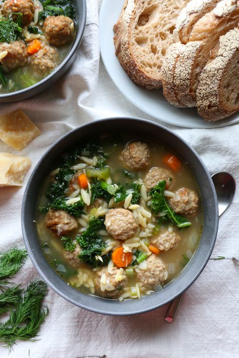 Weeknight Italian Wedding Soup using delicious, oven baked Rosina Foods Italian Style Meatballs! Super easy and delicious, and such a huge time saver on a weeknight! Italian Style Meatballs, Wedding Soup, Italian Spices, Time Saver, Marriage Ceremony, Italian Wedding, Stew Recipes, Chili Recipes, Winter Food