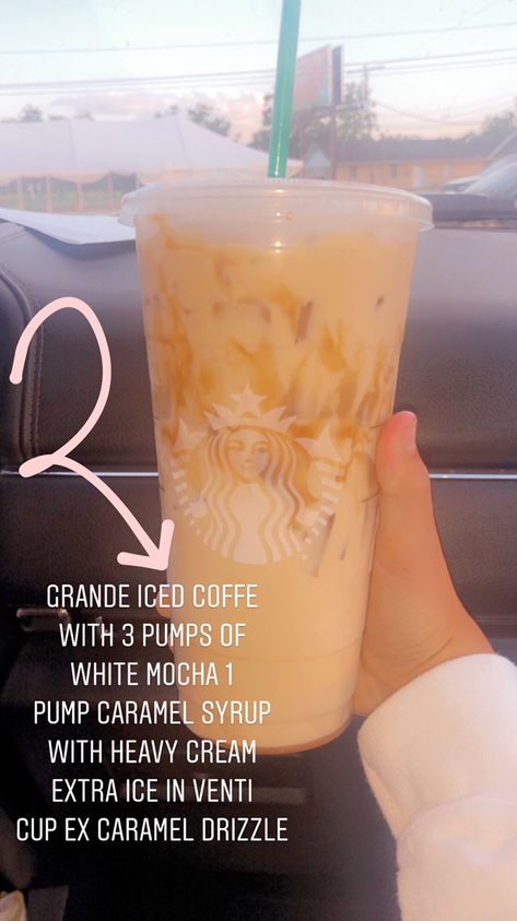 Starbucks Drinks With Lots Of Caffeine, Iced Caramel Drinks From Starbucks, Extra Caramel Starbucks Drinks, Iced Carmel Starbucks Drinks To Order, Starbucks Drink Under $5, Starbucks Hacks, Starbucks Drinks Diy, Cold Starbucks Drinks, Coffee Recipes Starbucks