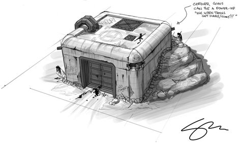 Zombie Gunship: Zombie Safe Bunker Concept Art D Zombie Apocalypse Base, Bunker Concept Art, Apocalypse Base, Zombie Apocalypse Drawing, Apocalypse Drawing, Lego Architecture Building, Sci Fi Building, Fallout Concept Art, Drawing Room Interior Design