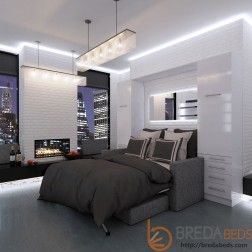 InLine Murphy Bed with Hutches and InLine Sofa Murphy Bed Closet, Bed Closet, Murphy Bed Ikea, Murphy Bed Desk, Modern Murphy Beds, Murphy Bed Plans, Sofa Wall, Cabinet Bed, Ideas Hogar