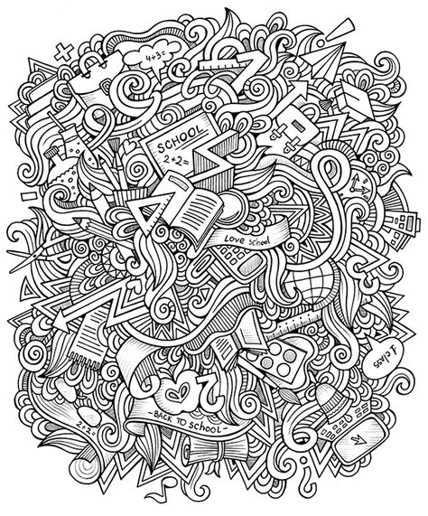 Doodles School, School Doodles, Theme Illustration, Hand Drawn Doodles, Substitute Teaching, Doodle Pages, Senior Activities, School Theme, Fall Coloring Pages