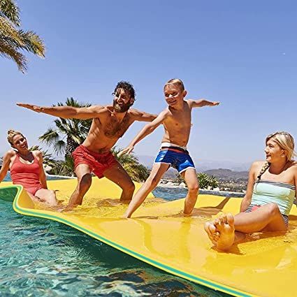 Outroad Water Floating Mat Water Floating Foam Pad for Lakes Lily Pad Beach Floatation Pad for Pools &Beach, Multiple Size, Suitable for Many People,Blue/Yellow Island Pool, Floating Mat, Pool Mat, Water Pad, Tech Kit, Pool Rafts, Water Mat, Swim Float, Floating Water