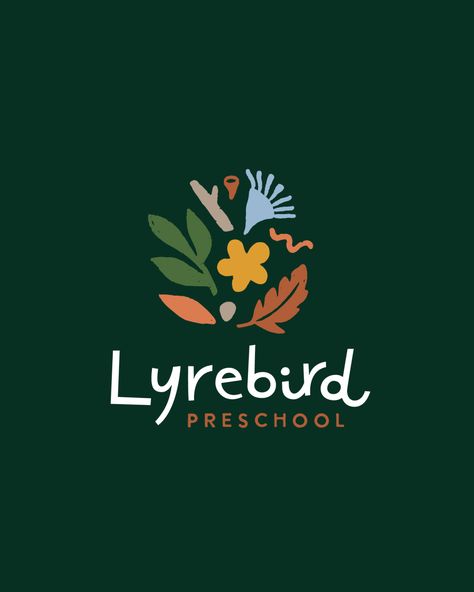 Nurturing confidence, supporting positive learning experiences, and wholeheartedly believing in the potential of every child. I am thrilled to unveil the refreshed brand identity for Lyrebird Preschool! Kindergarten Branding, Earthy Logo Design, Childrens Logo, Earthy Logos, Preschool Logo, Kindergarten Logo, Daycare Logo, Happy Logo, Logo Nature