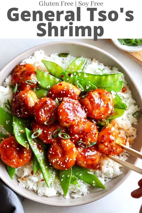 Coconut Aminos Chicken, General Tso Shrimp, Shrimp Stir Fry Recipe, Shrimp Stir Fry, Soy Free Recipes, General Tso, Salad Meal Prep, Takeout Food, Shrimp And Rice