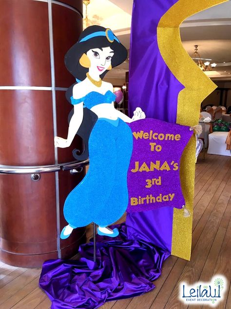 Jasmine Character for Aladdin and Jasmine Theme Party Decorations by Leila Events (04207). For orders or further info call or whatsapp +201222220889 Aladin Theme Party Decoration, Jasmine Character, Aladdin Play, Princess Jasmine Party, Aladdin Birthday Party, Arabian Nights Theme, Princess Jasmine Birthday Party, Aladdin Party, Princess Jasmine Birthday