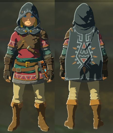 Link Botw Hylian Outfit, Link Hylian Armor, Link Hylian Tunic, Botw Hylian Npc, Breath Of The Wild Clothes, Link Outfits Zelda, Hylian Hood, Hylian Tunic, Zelda Outfits