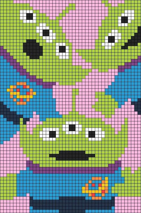 Disney Tapestry, Hama Disney, Cross Stitch Pattern Maker, Melty Bead Patterns, Pizza Planet, Graph Crochet, Crochet Disney, Pixel Crochet, Tapestry Crochet Patterns