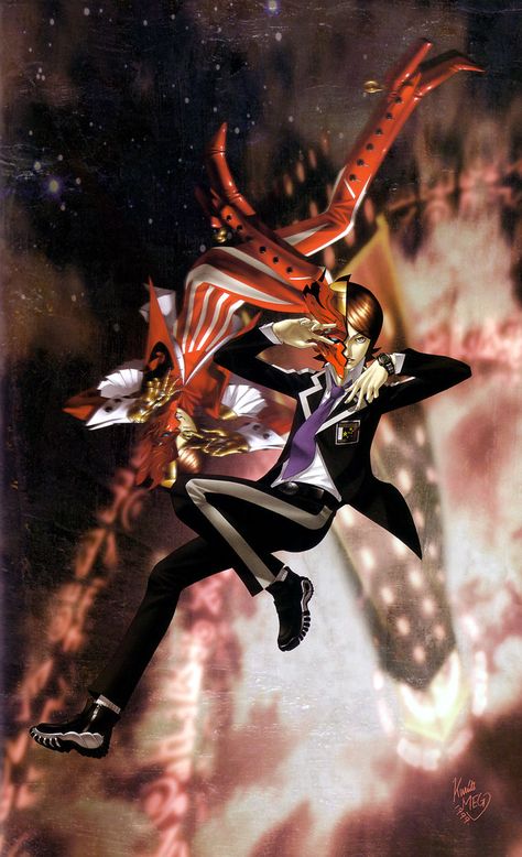 Persona 2 : Innocent Sin - Promotional Artwork Persona 2 Innocent Sin, Tatsuya Suou, Kazuma Kaneko, Persona 2, Shin Megami Tensei Persona, Persona Series, Spiderman Spider, Megami Tensei, Shin Megami Tensei