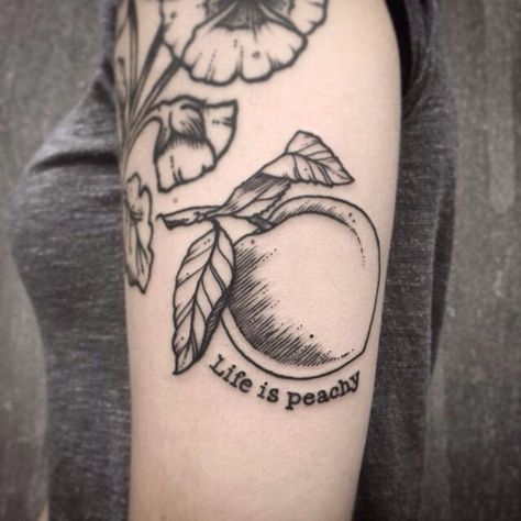 Life is peachy black and gray tattoo Peach Tattoo, Line Work Tattoo, Grey Tattoo, Tattoo Life, Dream Tattoos, Tattoo Blog, Skin Art, Blackwork Tattoo, Piercing Tattoo