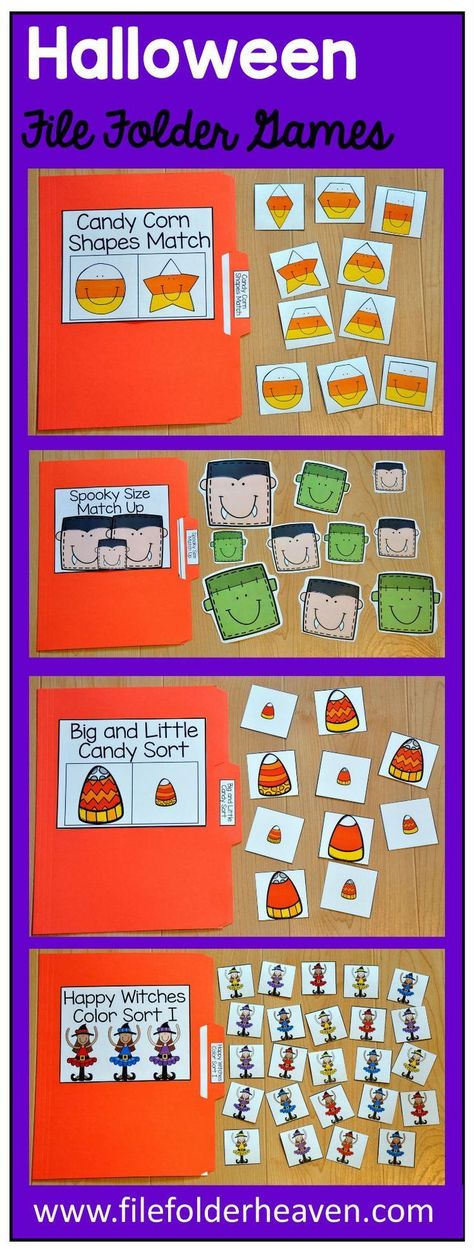 Folder Games For Kindergarten, Folder Games For Preschool, Preschool File Folder Games, Folder Games For Toddlers, File Folder Games Free, Free File Folder Games, Sorting By Size, Shapes Matching, Matching Shapes