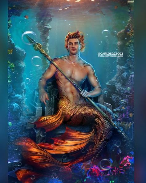 Tharion Ketos, Treats For Easter, House Of Sky And Breath, Sky And Breath, Hunt Athalar, River Queen, Male Mermaid, Mermaid Sticker, Hair Color Auburn