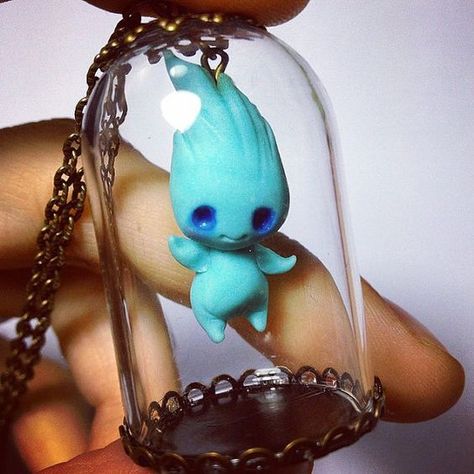 Will O' The Wisp (Necklace by NobuHappySpooky @Etsy) #Brave Brave Tattoo, Pc Inspiration, Will O The Wisp, Be Brave Tattoo, Polymer Creations, Fairy Ideas, Light Tattoo, Fairy Art Dolls, Charcoal Drawings