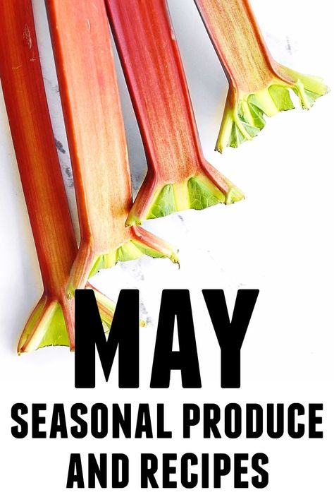 May seasonal produce and recipes! A guide to what’s in season in May plus vegetarian May recipes. // Rhubarbarians // May Seasonal Produce, May Recipes, Roasted Radishes Recipe, May Produce, Eating Seasonally, Roasted Rhubarb, Spring Produce, Farmers Market Recipes, Radish Recipes