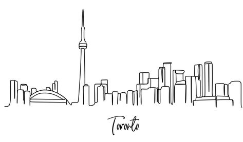 One Continuous Line Drawing, Skyline Drawing, World Landscape, Toronto Skyline, Toronto City, Single Line Drawing, Continuous Line Drawing, Vector Free Download, Single Line