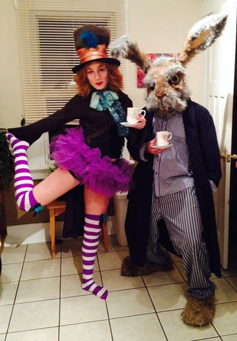 Mad Hatter and The March Hare Couples Halloween Costume   #Alice #In #Wonderland Mad Hatter Costume Female, Mad Hatter Diy Costume, Female Mad Hatter, March Hare Costume, Costume Couples, Hippie Costume Halloween, Mad Hatter Costume, Best Couples Costumes, Christmas Gift Baskets Diy