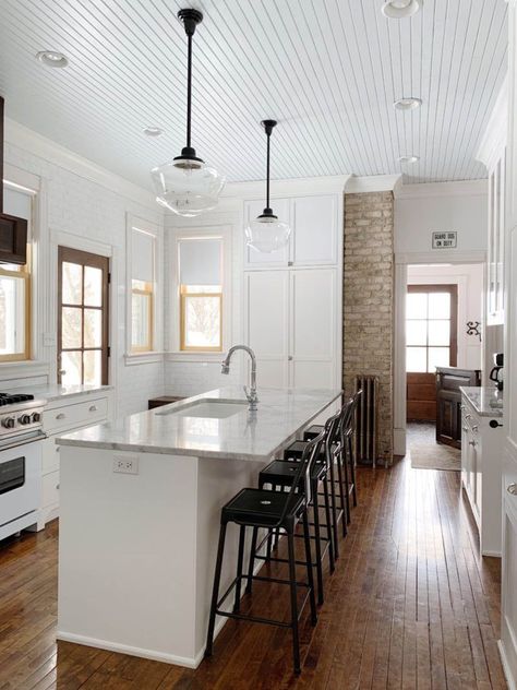 Updated Victorian Kitchen, Victorian Home Kitchen Remodel, Victorian Farmhouse Interior, Victorian Remodel, Modern Victorian Decor, Wallpaper Victorian, Updated Victorian, Modern Victorian Homes, Walker House