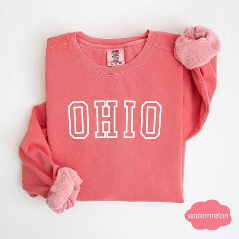 Ohio Sweatshirt, Ohio State Shirt, Ohio Crewneck, Comfort Colors Unisex Sweatshirt, Ohio State Sweater,Christmas Sweatshirt State  Mom Gift  High-quality, stylish pieces and comfortable t-shirts and sweatshirts! Our collection is crafted from premium materials, ensuring a perfect blend of quality and comfort. For our sweatshirts, we use a mix of cotton and polyester, while our t-shirts are available in 100% cotton or a luxurious blend of ringspun cotton and polyester. Important Note: Please refe Ohio State Sweater, Ohio Sweatshirt, Ohio State Outfit, Ohio State Shirts, Ohio State, Size Charts, Christmas Sweatshirts, Mom Gift, Comfort Colors