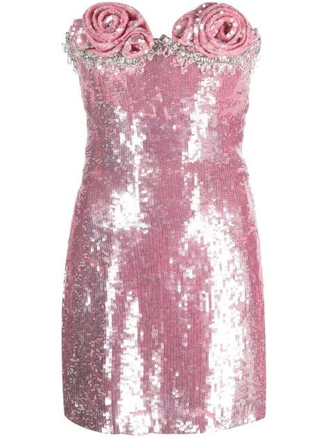 Flora Aesthetic, Bling Outfits, Bubblegum Pink Dress, Sequin Embellishment, Versace Outfit, Pink Sequin, Crystal Embellishment, Pink Outfit, Dress Pink