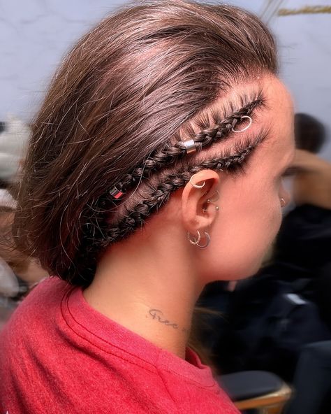 2 side cornrows with extensions for Kathryn. She’s growing out the hair she cut on the sides and since it’s still too short to put up in a ponytail, she opted for this style so she can now take a break from all the pins she needed to keep the short bits in place lol… Style: half head cornrows (extra £5 to add extensions/ accessories) Duration: 20-30 mins #cornrowstyles #halfheadcornrows #sidecornrows #braidsgibraltar Half Head Cornrows, Cornrows With Extensions, Side Cornrows, Cornrows Styles, A Ponytail, Her Cut, Take A Break, Too Short, Braids