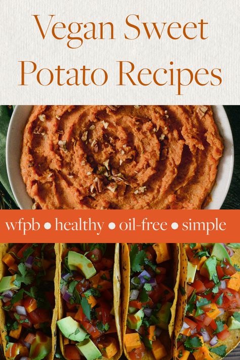 Simple Vegan Sweet Potato Recipes (Easy Meals & Sides) Vegan Sweet Potatoes Recipes, Vegan Sweet Potato Recipes, Easy Nutritious Meals, Roasted Sweet Potato Cubes, Vegan Sweet Potato Casserole, Sweet Potato Tacos, Sweet Potato Muffins, Sweet Potato Recipes Casserole, Sweet Potato Curry