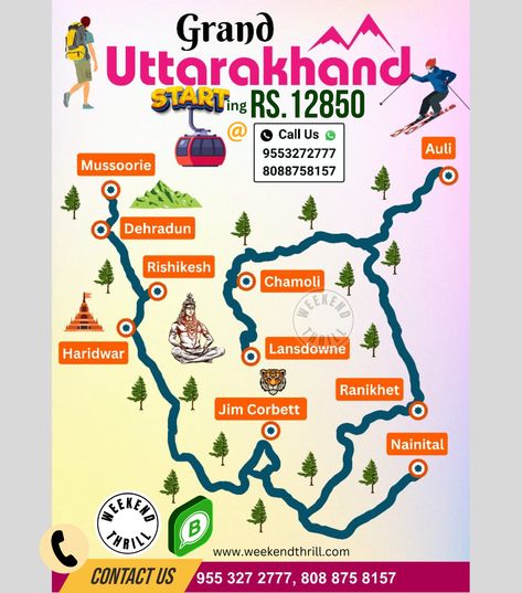 Uttarakhand Map, Uttarakhand Travel, Travel India Beautiful Places, Travel Destinations In India, India Travel Places, Spiti Valley, India Travel Guide, Travel Infographic, Holiday Travel Destinations