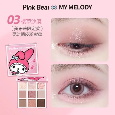 Kawaii My Melody, Everyday Eyeshadow, Anime Sanrio, Matte Eyeshadow Palette, My Melody Kuromi, Matte Eyeshadow, My Melody, Eyeshadow Palette, Anime