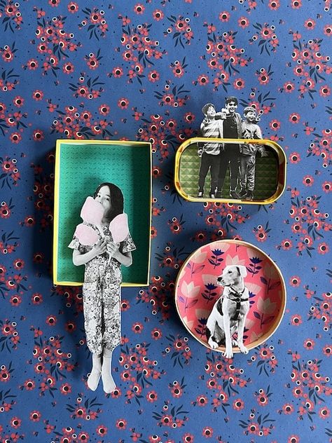 Cute Wall Art, Collage Art Projects, Matchbox Art, Black And White Photos, Mini Photo, White Photos, Assemblage Art, Easy Craft, Diy Photo