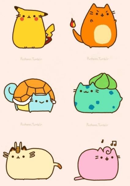 Pusheemon! Pusheen Fanart, Kawaii Pusheen Wallpaper, How To Draw Pusheen, All Pusheen Characters, Pusheen The Cat Stickers, Kawaii Pokemon, Pusheen Memes, Pusheen Cute, Chat Kawaii