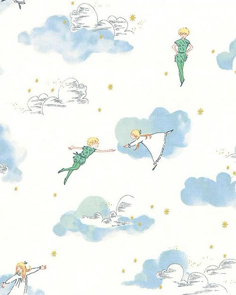 Peter Pan Wendy, Peter Pan And Wendy, 달력 디자인, Peter And Wendy, Mermaid Fabric, Fairy Tales For Kids, White Cotton Fabric, Kids Fabric, Cute Dragons