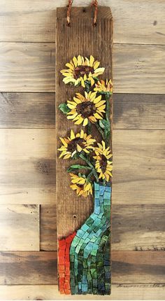 Mosaic Flowers Patterns, Flower Mosaics, Mebel Antik, Sunflower Mosaic, Mosaic Art Diy, Balkon Decor, Mosaic Garden Art, Mosaic Art Projects, Mosaic Stained